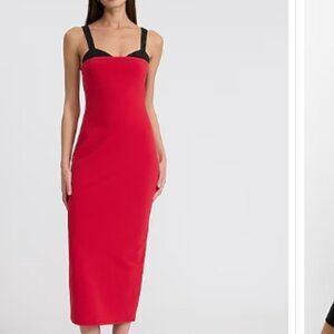 Two Tone Peekaboo Bra Sweetheart Midi Dress